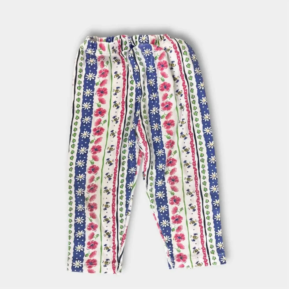 Vintage OshKosh B'gosh Striped Floral Garden Leggings 24 Months